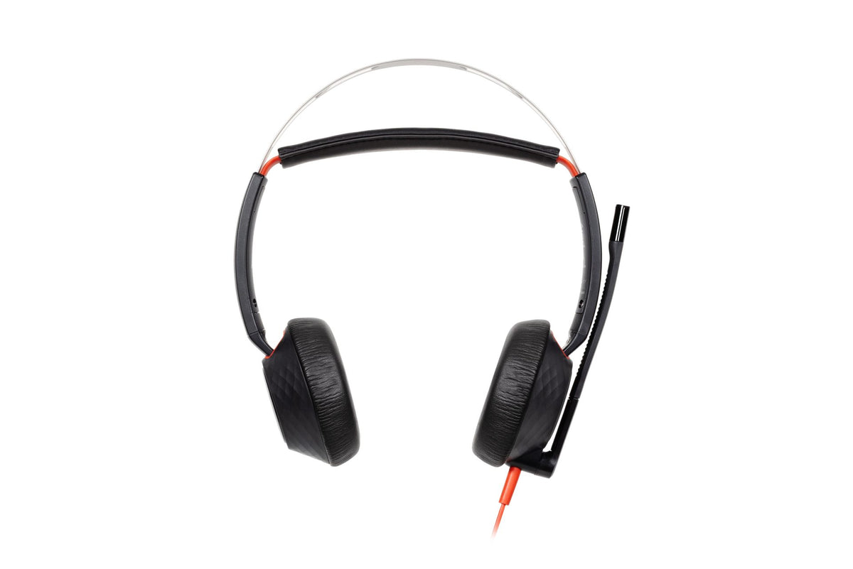 HP Poly Auriculares estéreo Poly Blackwire 5220 + conector de 3,5 mm + adaptador USB-C/A