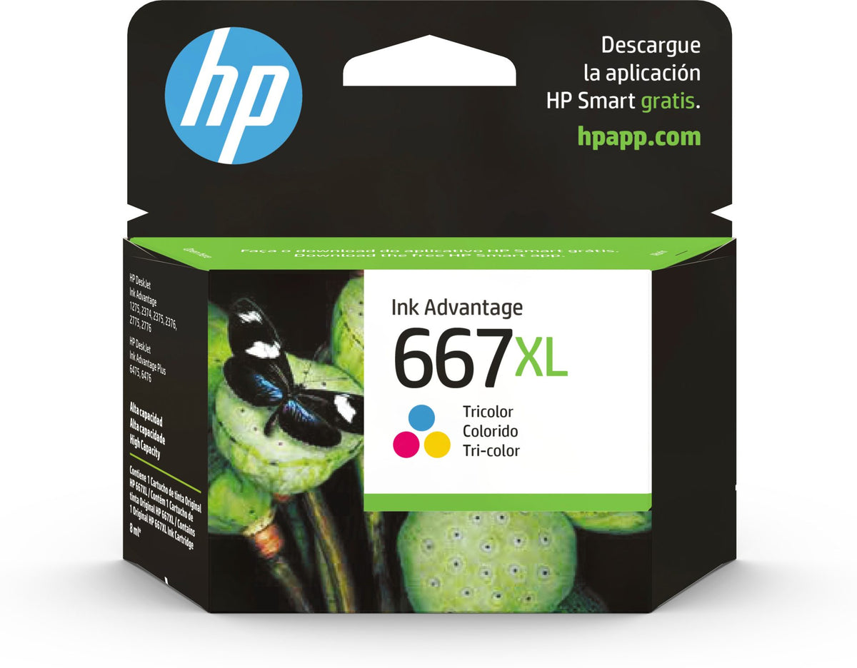 HP Cartucho de tinta de alto rendimiento Original Advantage 667XL, tricolor