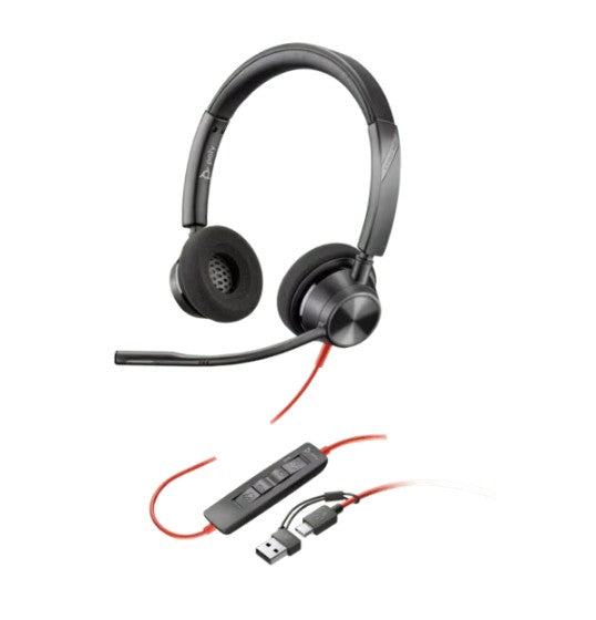 HP Poly Blackwire 3320 Stereo Microsoft Teams Certified USBC Headset USBCA Adapter