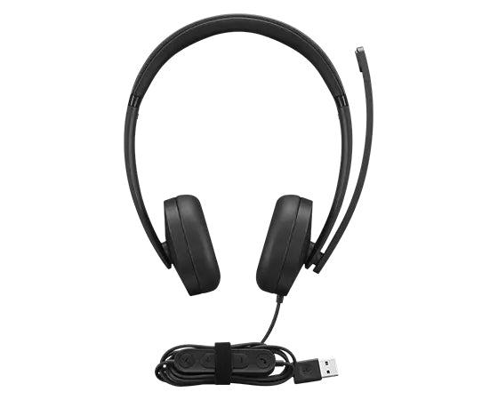 Lenovo 4XD1P83425 audífono y auriculare Auriculares Alámbrico Diadema Llamadas/Música USB tipo A Negro