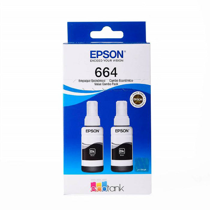 T664 BLACK INK BOTTLE CARTON DUAL PACK