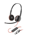 HP Poly Auriculares estéreo USB-C Poly Blackwire 3220 + adaptador USB-C/A (a granel)