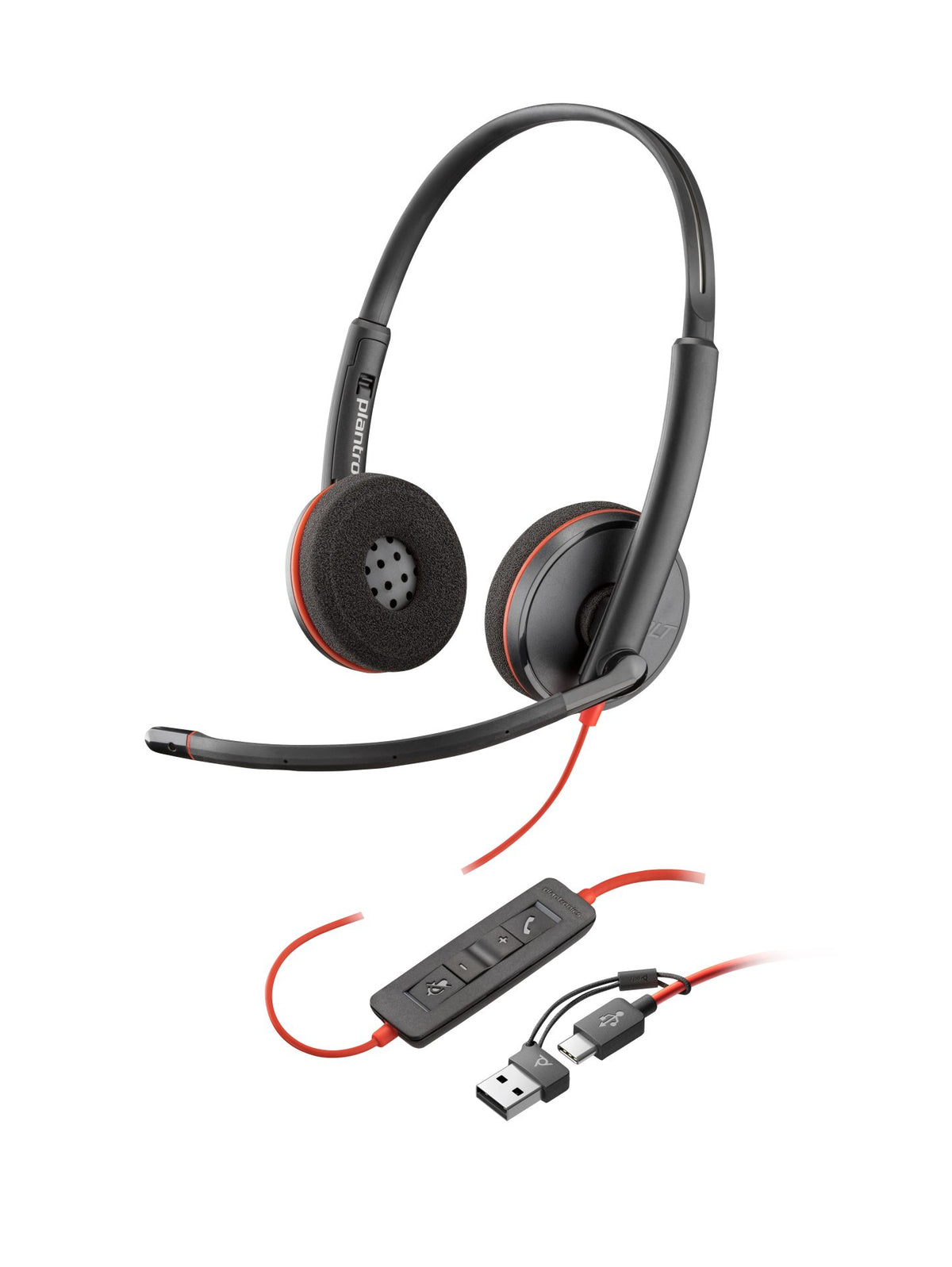 HP Poly Auriculares estéreo USB-C Poly Blackwire 3220 + adaptador USB-C/A (a granel)