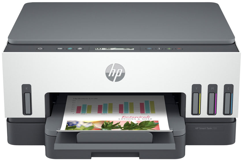 HP Smart Tank 720 Conexiones inalámbricas All-in-One Color Impresora, Impresión a doble cara; Copiadora, escáner